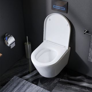 Комплект унитаза с инсталляцией AM.PM Sense FlashClean IS90238.741701 с сиденьем Микролифт и Черной матовой клавишей смыва